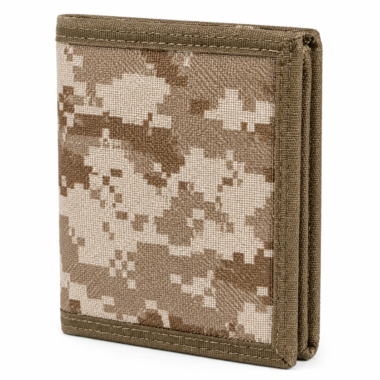 Portefeuille pliant 12 cm textile beige marron camouflage compact