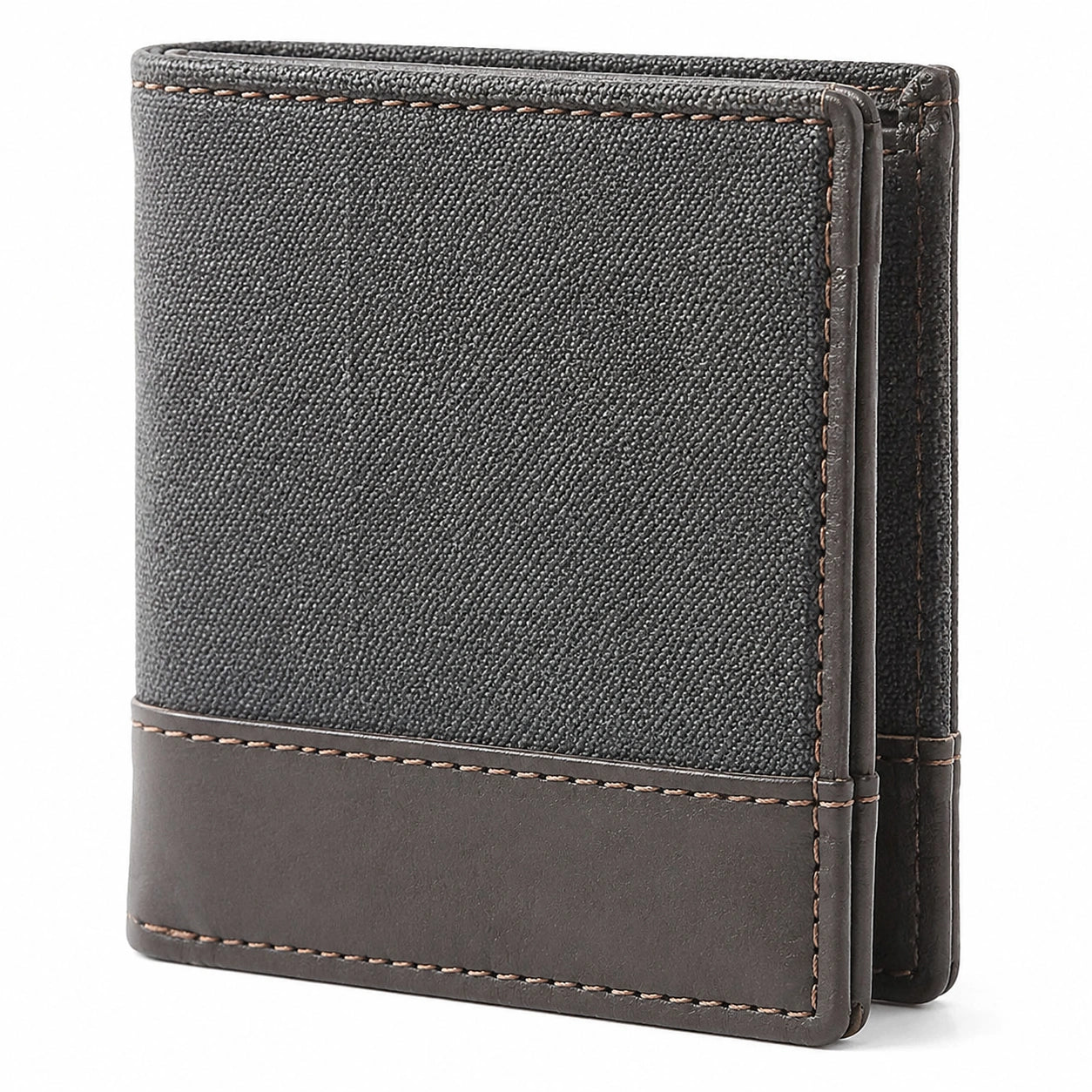 Portefeuille pliant 12 x 9.5 cm en matière synthétique noir marron pour cartes