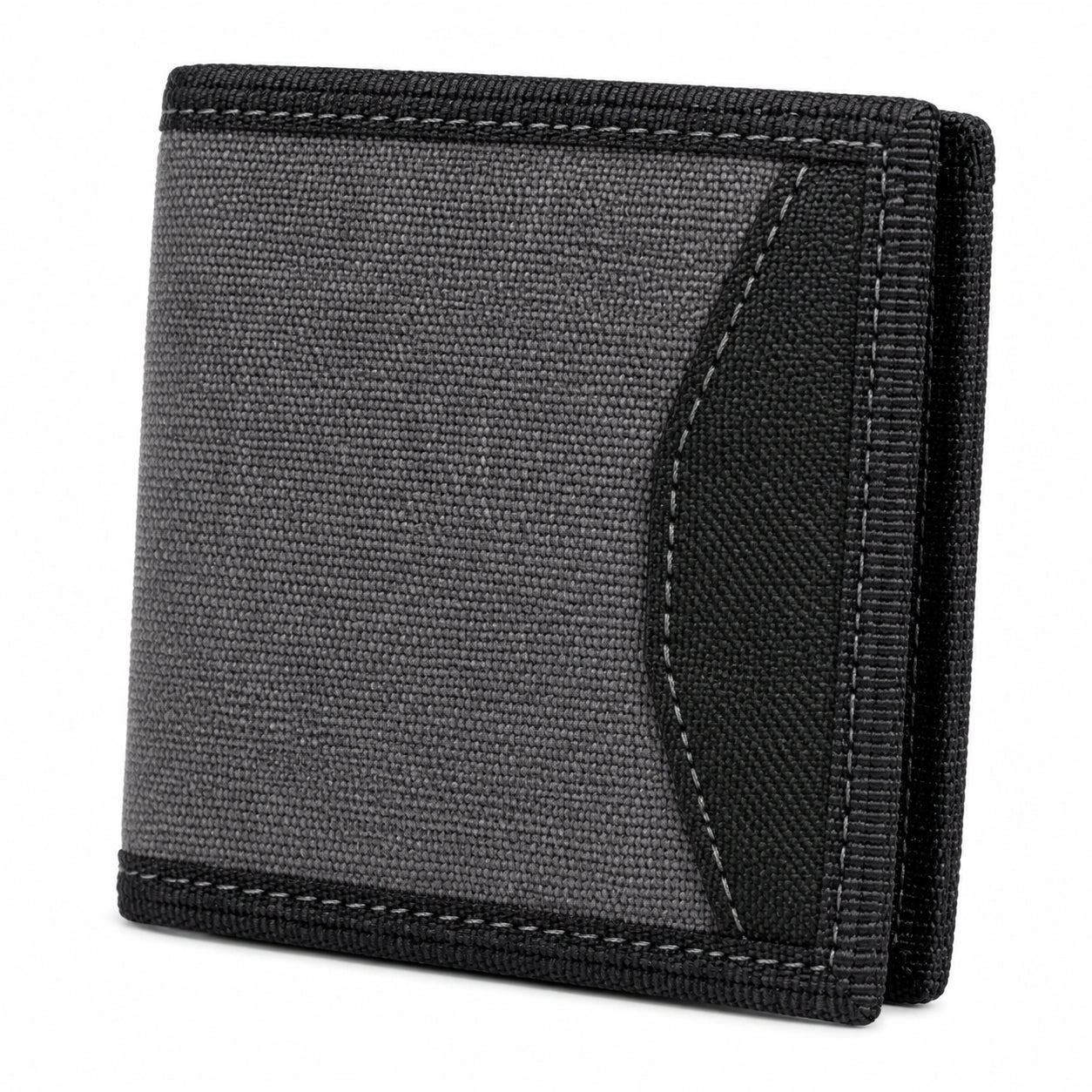Portefeuille pliant 12 x 9.5 x 2 cm en textile gris et noir style urbain