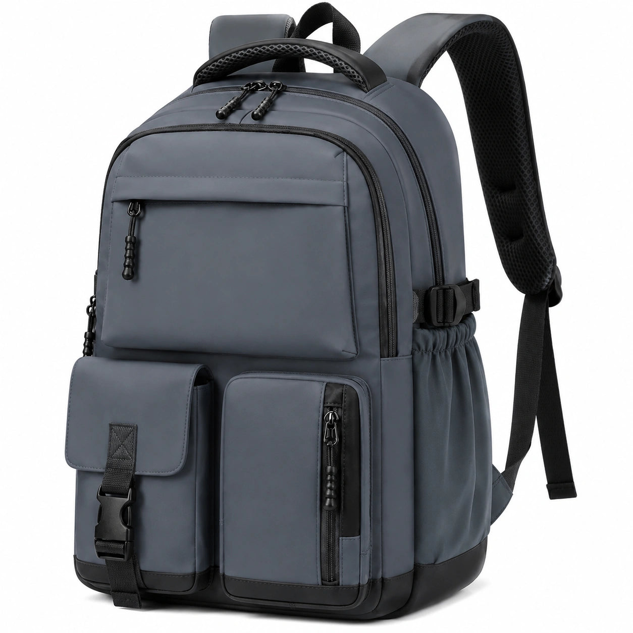 Sac à dos 45 x 30 x 18 cm gris en tissu synthétique à compartiments multiples