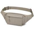 Sac banane 25 x 14 x 7 cm en polyester taupe avec poches zippées réglable