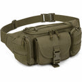 Sac banane 35 x 15 x 12 cm en tissu kaki à multiples poches pour randonnée