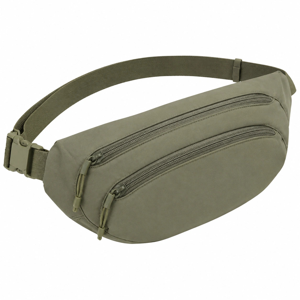 Sac banane 30 x 15 x 8 cm en textile synthétique kaki avec deux poches zippées
