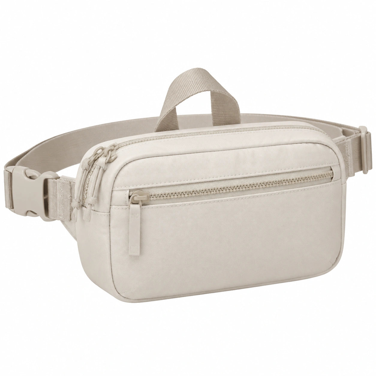 Sac banane 24 x 7 x 15 cm en textile beige avec sangle réglable