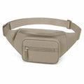 Sac banane 30 x 15 x 8 cm en textile beige à sangle réglable et poches zippées
