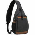 Sac à dos bandoulière 20 x 10 x 35 cm noir/marron en textile style urbain avec poches multiples