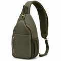 Sac bandoulière 18 x 8 x 30 cm en matière synthétique vert kaki avec poches zippées