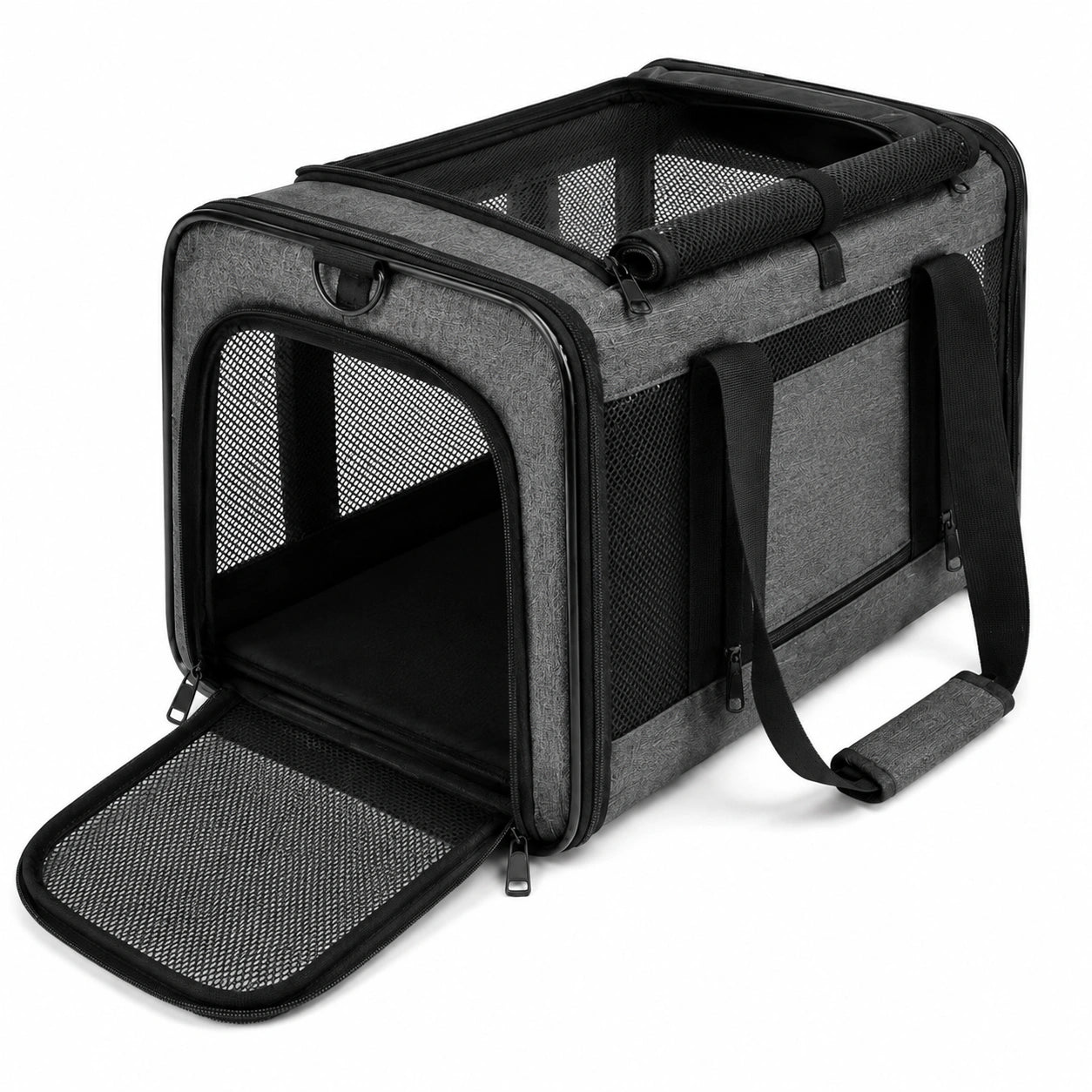 Sac de transport pour animaux 50 x 30 x 30 cm en tissu gris et maille respirante pliable