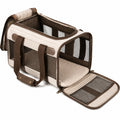 Sac de transport pour animal 45 x 28 x 30 cm textile beige marron pliable et aéré
