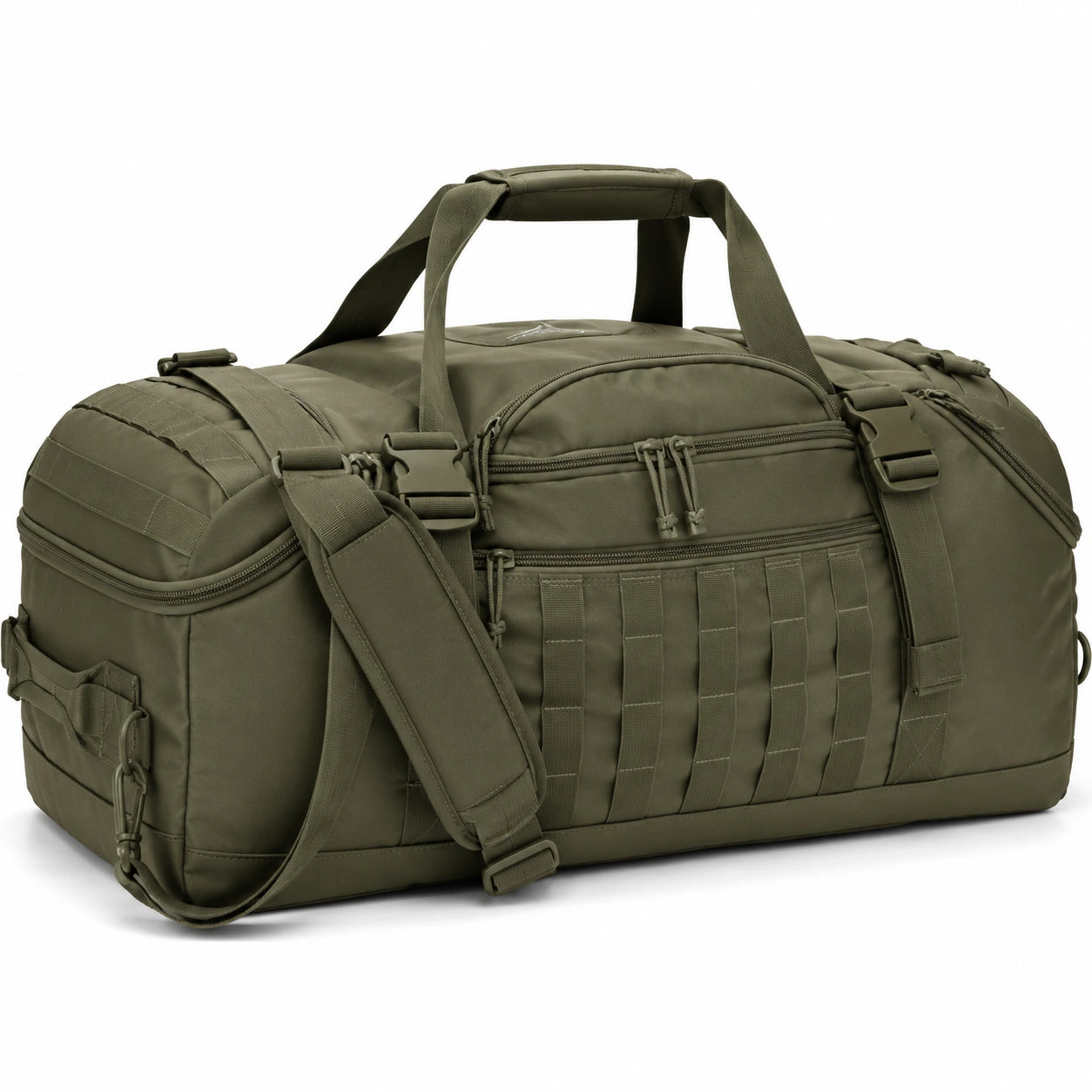 Sac de voyage 60 x 30 x 30 cm en tissu synthétique vert olive style tactique à compartiments