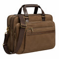 Sacoche pour ordinateur portable 42 cm en toile marron avec bandoulière réglable